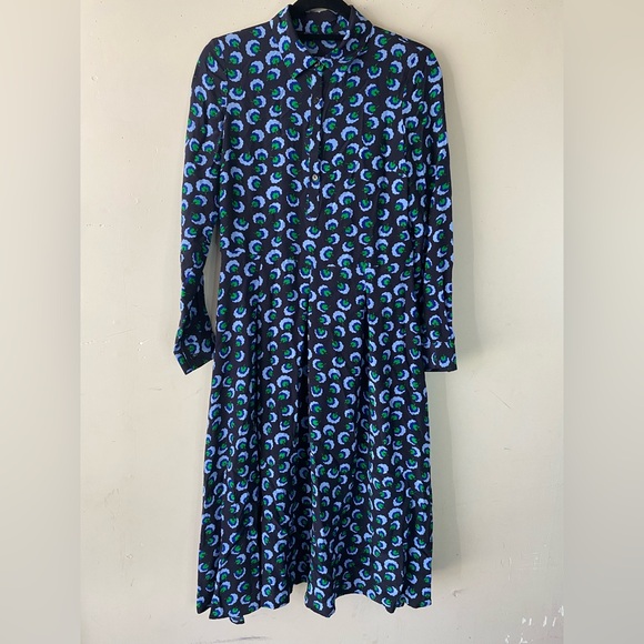 Stella McCartney Silk Shirt Dress Floral Blue Green Midi IT 38 US 2 / 4 - Picture 3 of 9